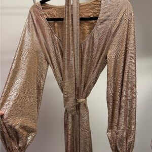 Show Me Your MuMu Rose Gold Metallic Wrap Dress